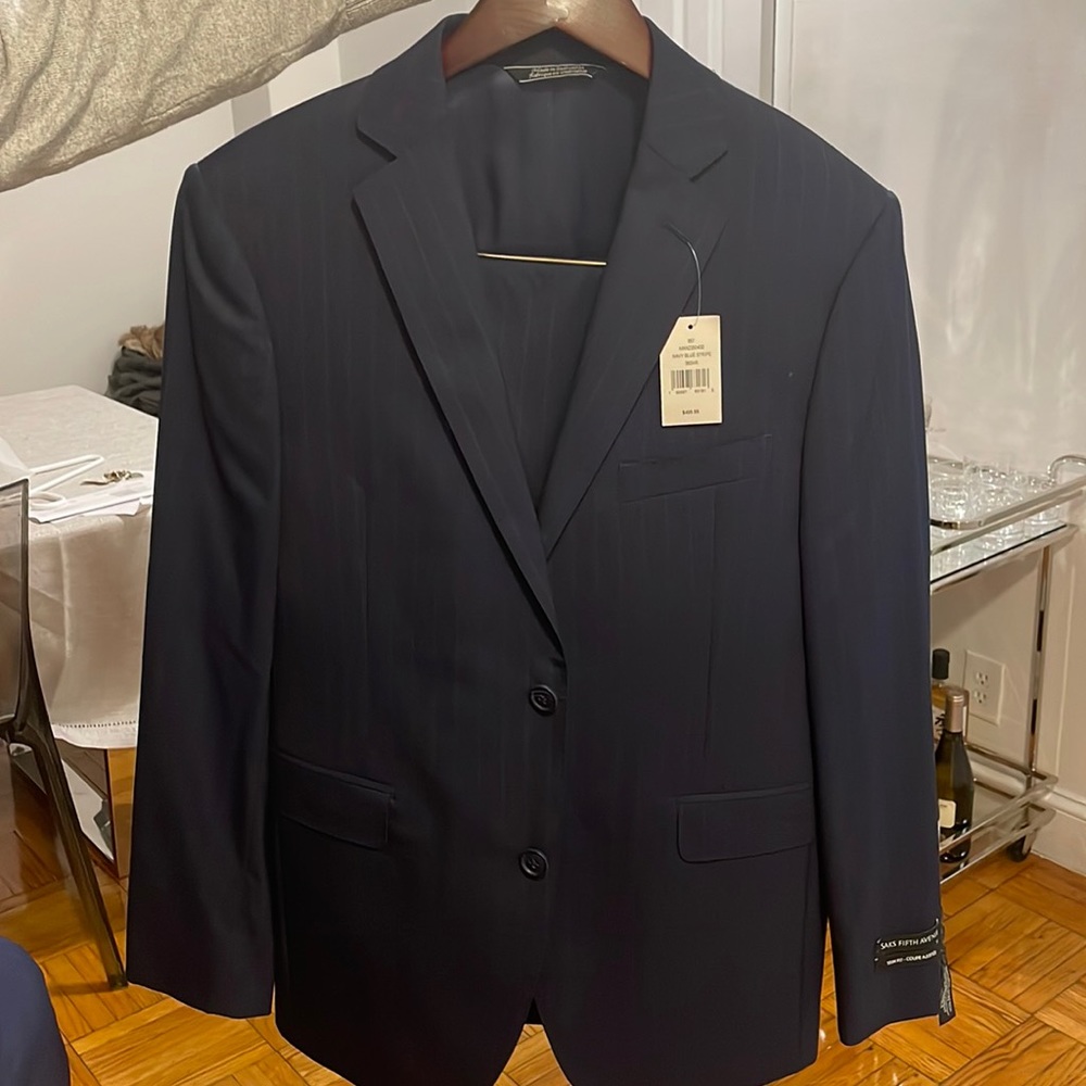 Saks fifth avenue pinstripe navy suit